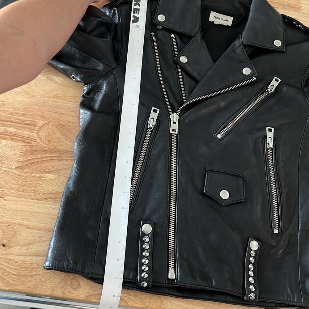 Zadig & Voltaire Studs Lambskin Black Leather Biker Jacket - Size M - Picture 9 of 9